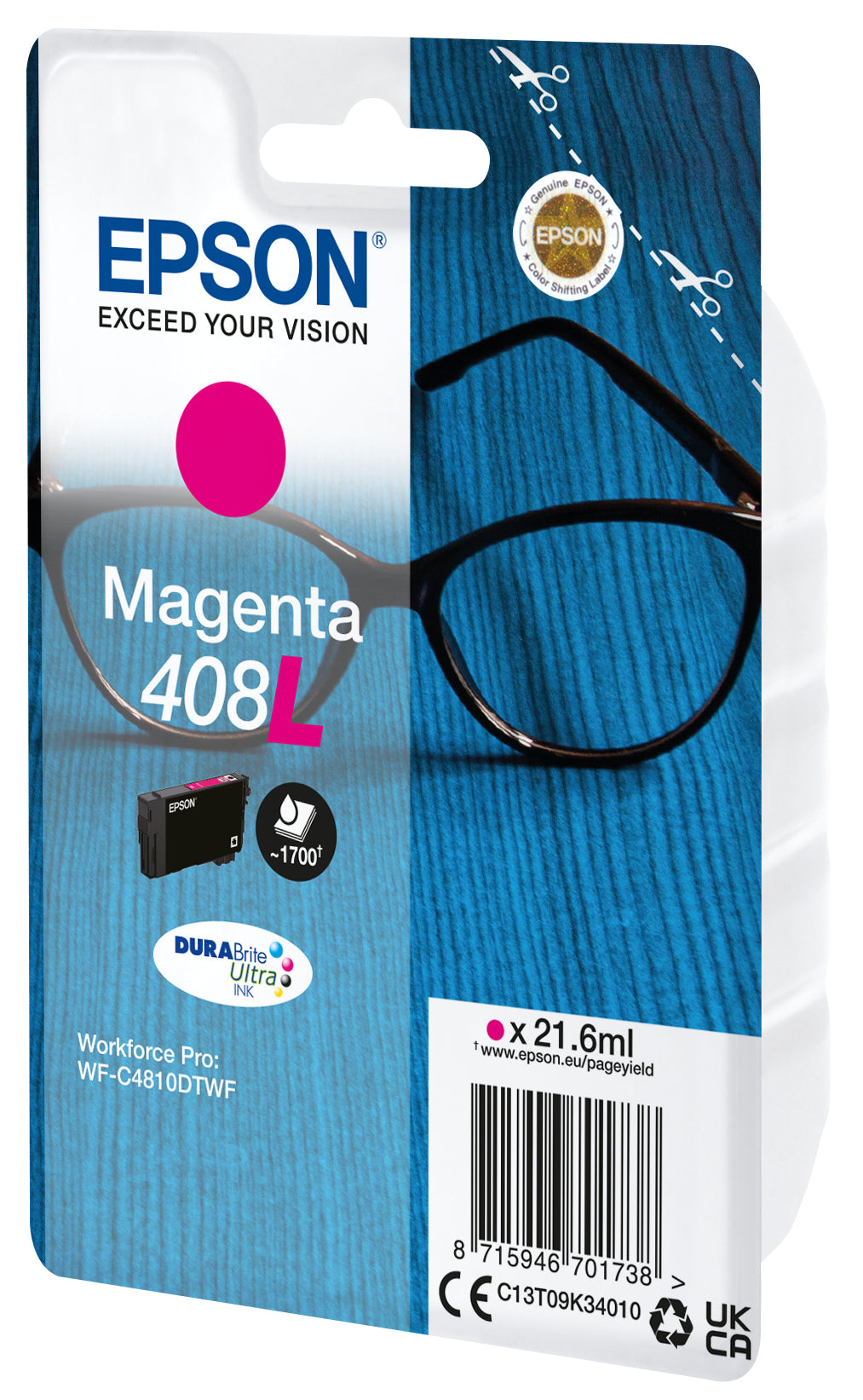 Epson C13T09K34010/408L Ink cartridge magenta high-capacity, 1.7K pages 21.6ml for Epson WF-C 4810