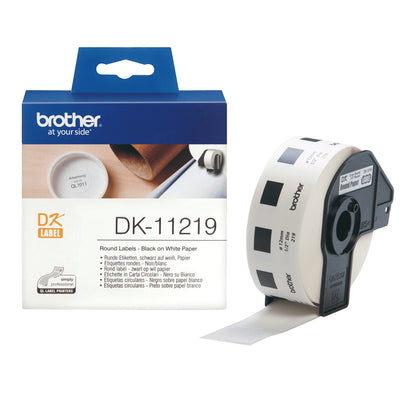 Brother DK-11219 DirectLabel Etikettes round 12mm 1200 for Brother P-Touch QL/700/800/QL 12-102mm/QL 12-103.6mm