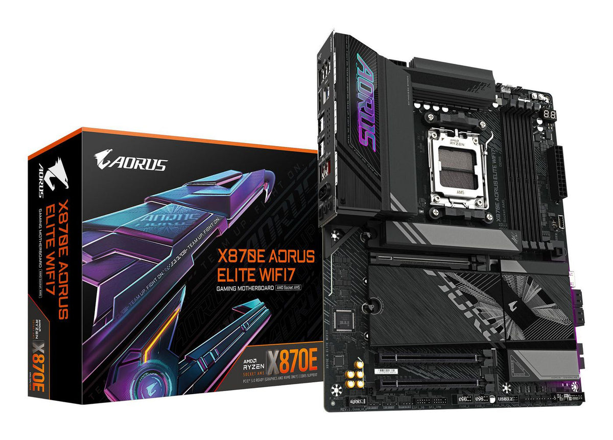 Gigabyte X870E Aorus Elite Wifi7 Motherboard - Supports Amd Ryzen 9000 Cpus, 16+2+2 Phases Digital Vrm, Up To 8000Hz Ddr5 (Oc), 3Xpcie 5.0