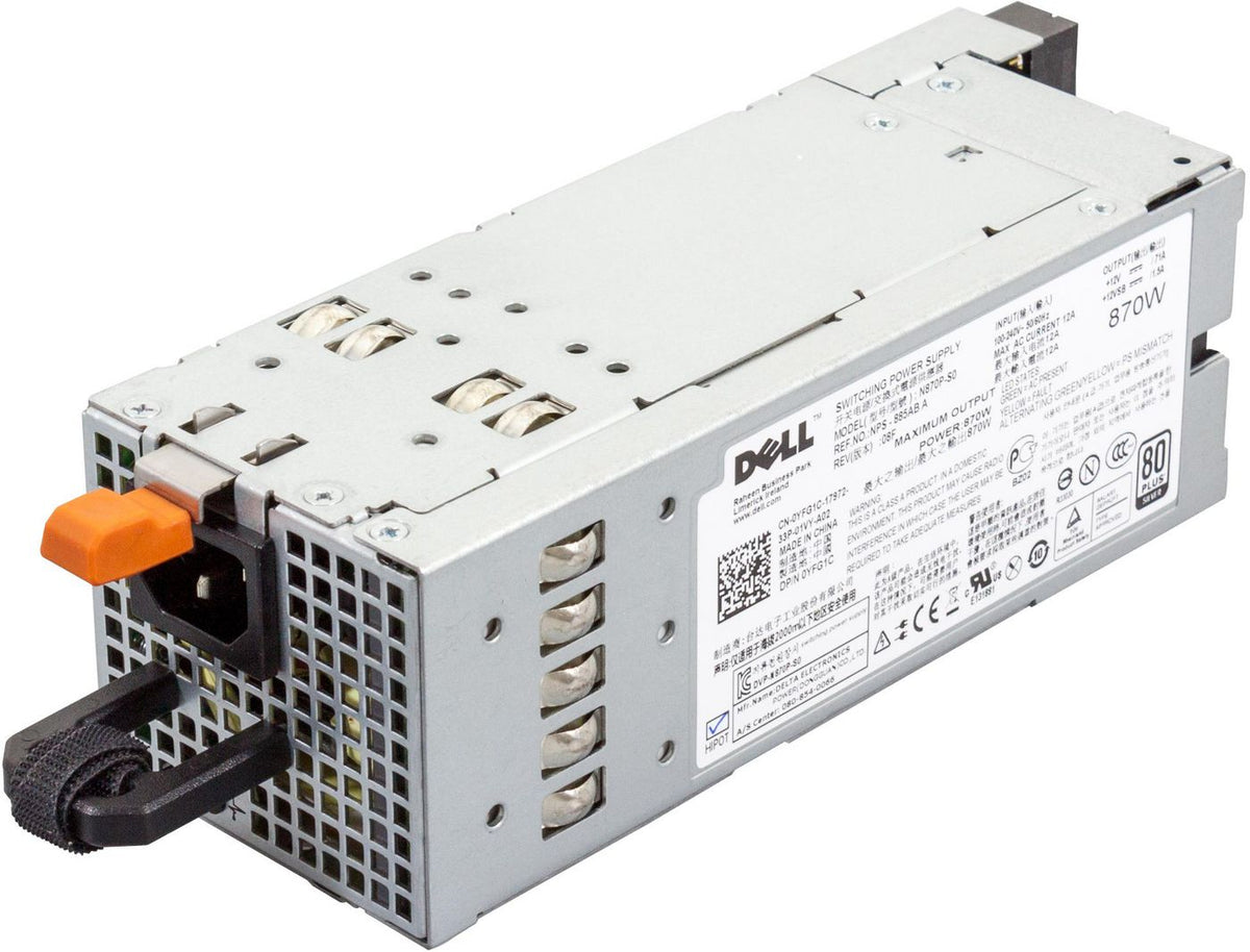 Dell 870W Power Supply, Delta YFG1C, 870 W, Server, - PowerEdge R710 - PowerEdge T610 - PowerVault NX3000 - PowerVault DL2100,