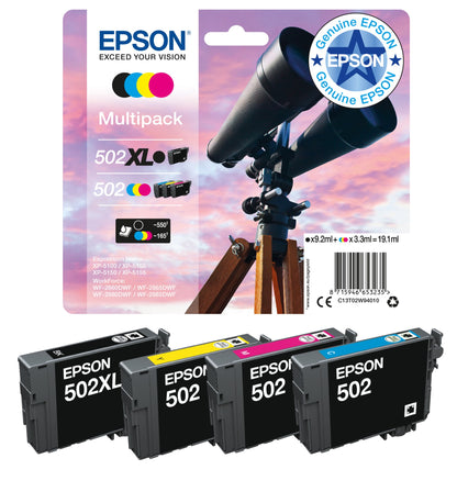 Epson C13T02W64010/502XL Ink cartridge multi pack Bk,C,M,Y high-capacity 28.4ml 9,2ml + 3x6,4ml Pack=4 for Epson XP-5100