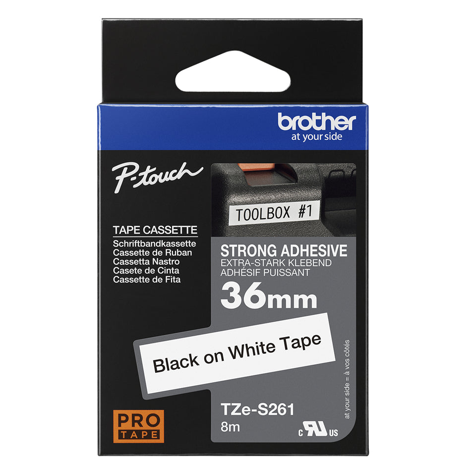 Brother TZE-S261 DirectLabel black on white extra strong Laminat 36mm x 8m for Brother P-Touch TZ 3.5-36mm/HSE/6-36mm