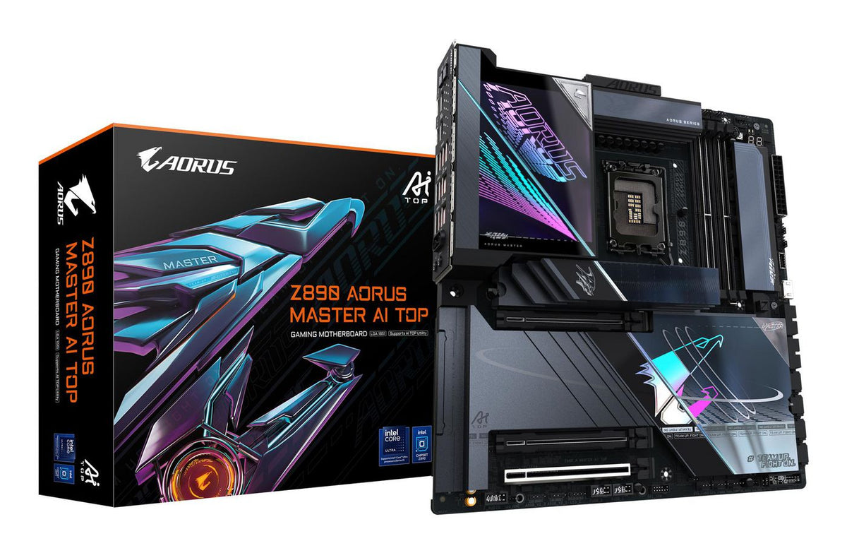 Gigabyte Z890 Aorus Master Ai Top Motherboard - Supports Intel Core Ultra (Series 2) Cpus, 20+1+2 Phases Vrm, Up To 9500Mhz Ddr5 (Oc), Pcie