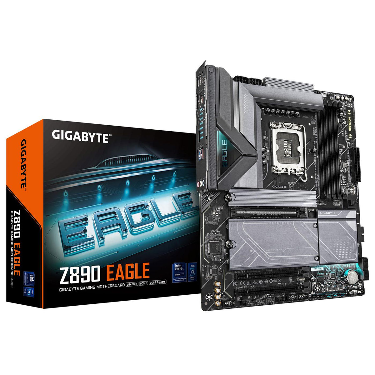 Gigabyte Motherboard - Supports Intel Core Ultra (Series 2) Cpus, 14+1+2 Phases Vrm, Up To 8800Mhz Ddr5 (Oc), 1Xpcie 5.0 M.2 + 3Xpcie 4.0 M.2,