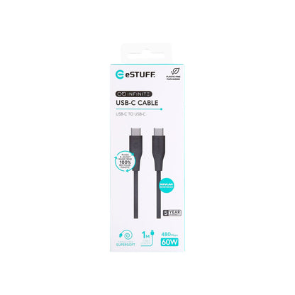 eSTUFF ES604180 USB cable USB 2.0 1 m USB C 60 W Black