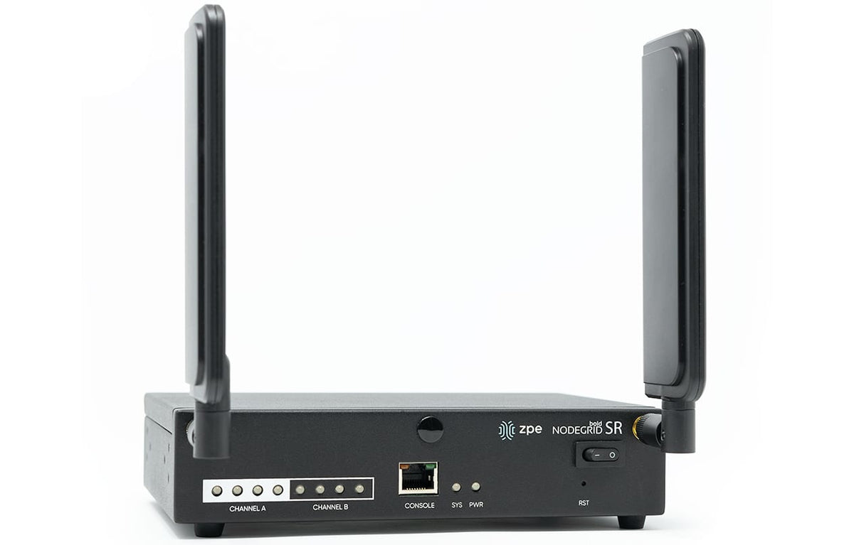 ZPE Nodegrid Bold SR , 8x RJ45 Serial rolled, 5x GbE, 2-core Intel 64bit CPU, 4GB DDR4, 32GB SLC, 4G LTE (CAT12), Wi-Fi 5 (866Mbps 2x2 dual stream 802.11ac), Disk2:128GB