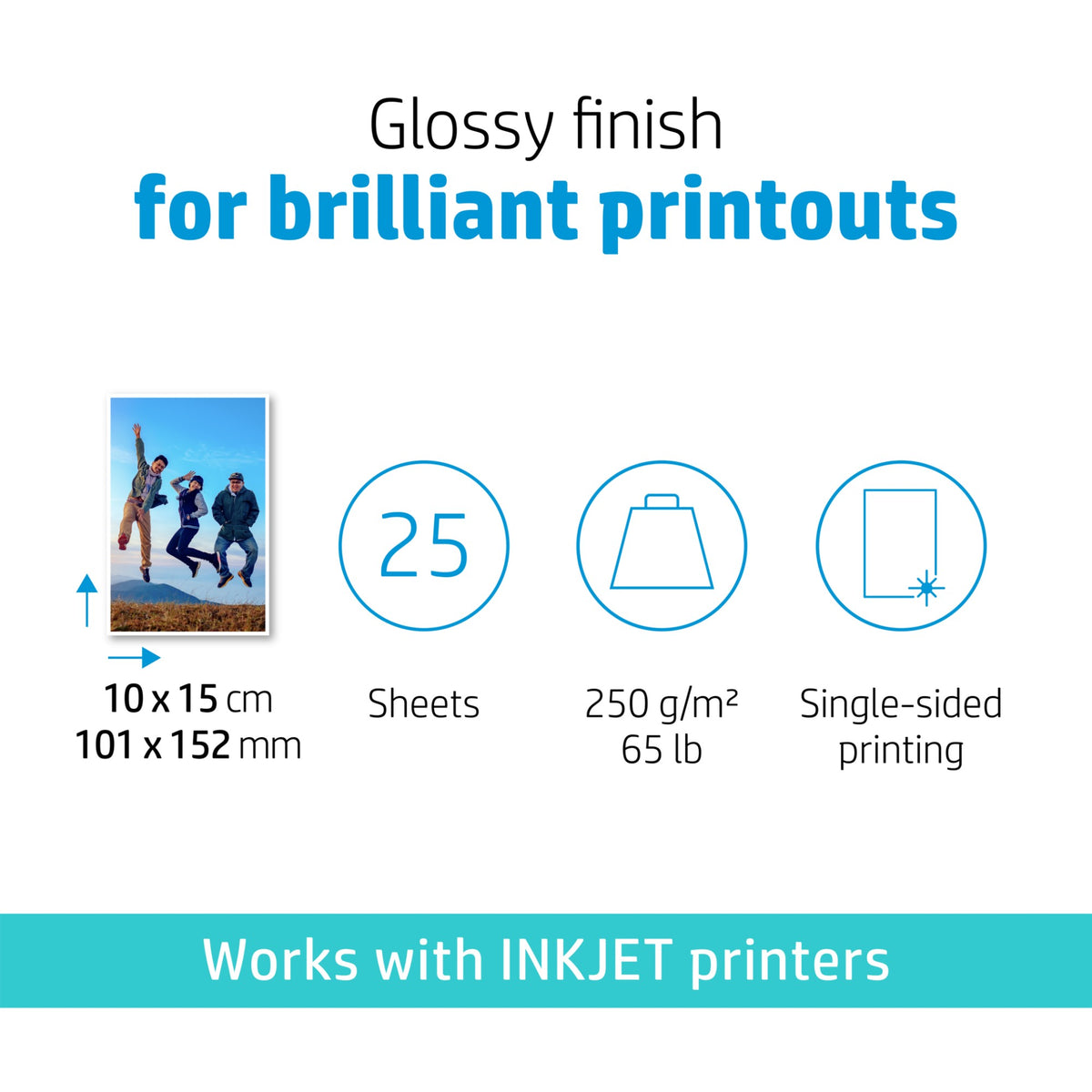 HP Advanced Photo Paper Glossy 250 g/m2 10 x 15 cm (101 x 152 mm) 25 sheets