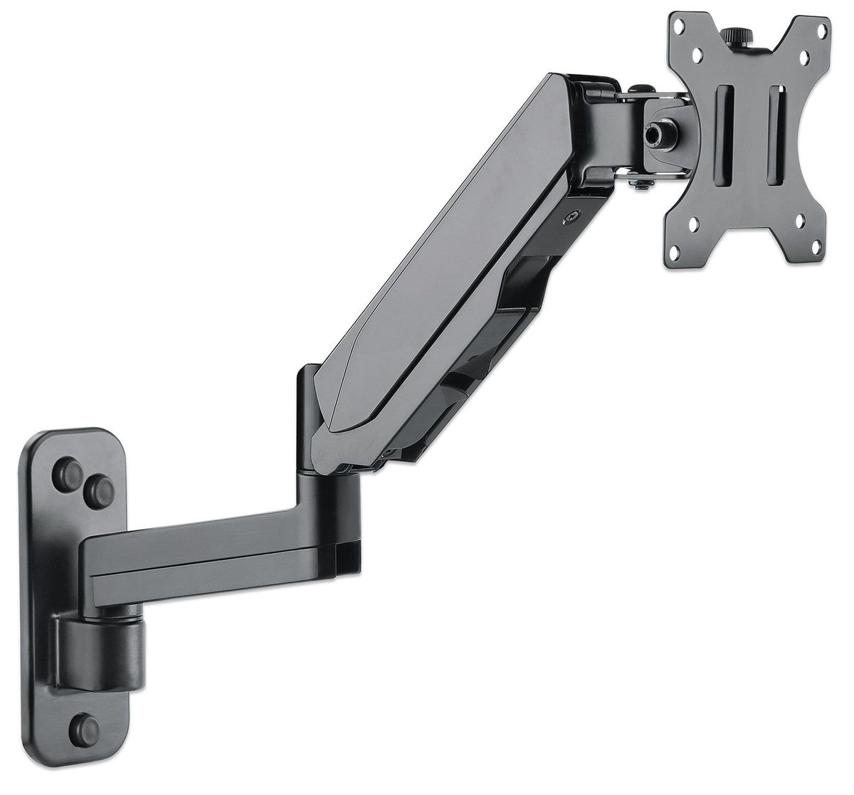 Manhattan Wall Mount for TV & Monitors (Spring Arm 3 pivots), For screens 17" to 32", VESA compatibility: 75x75mm and 100x100mm - check the dimensions of the four mounting holes on back of screen to ensure it fits, Max 8kg, Black, Bracket, Lifetime Warran