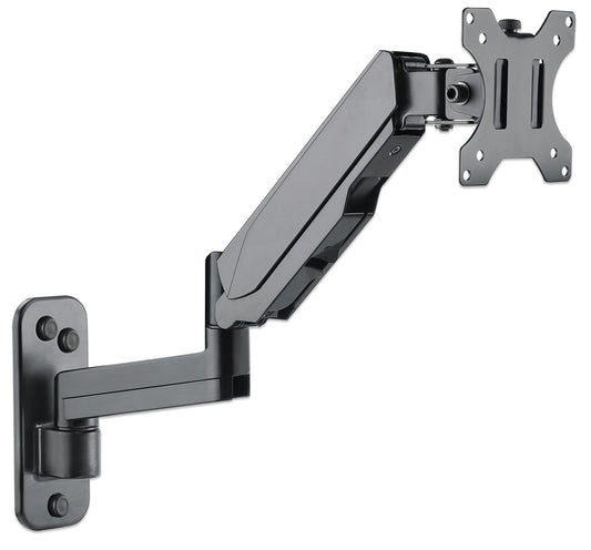 Manhattan Wall Mount for TV & Monitors (Spring Arm 3 pivots), For screens 17" to 32", VESA compatibility: 75x75mm and 100x100mm - check the dimensions of the four mounting holes on back of screen to ensure it fits, Max 8kg, Black, Bracket, Lifetime Warran