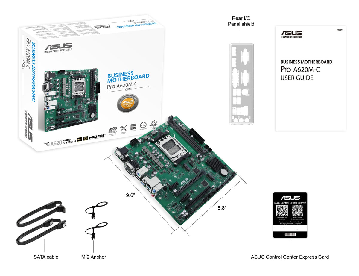 ASUS PRO A620M-C-CSM AMD A620 Socket AM5 micro ATX
