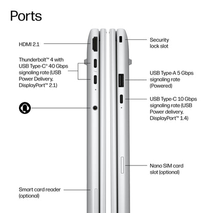 HP DK4W0AT laptop Copilot+ PC Intel Core Ultra 7 40.6 cm (16") WUXGA 16 GB LPDDR5x-SDRAM 512 GB SSD Wi-Fi 7 (802.11be) Windows 11 Pro Silver