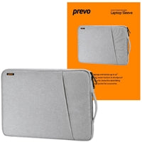 Prevo 14 Inch Laptop Sleeve, Side Pocket, Cushioned Lining, Light Grey