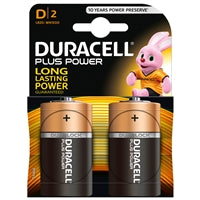 Duracell Plus Power Alkaline, Long Expiry, Pack of 2 D Batteries