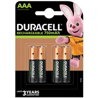 Duracell Rechargable Pack of 4 AAA 750mAh Rechargeable Batteries