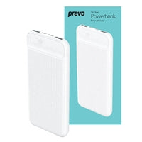 Prevo SP3012 Power bank,10000mAh Portable Fast Charging for Smart Phones, Tablets and Other Devices, Slim Design, Dual-Port with USB Type-C and Micro USB Connection, White