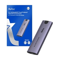 Netac M.2 NVMe/SATA External Enclosure, USB3.1, Aluminum, 10Gbps, USB C to C, USB C to A