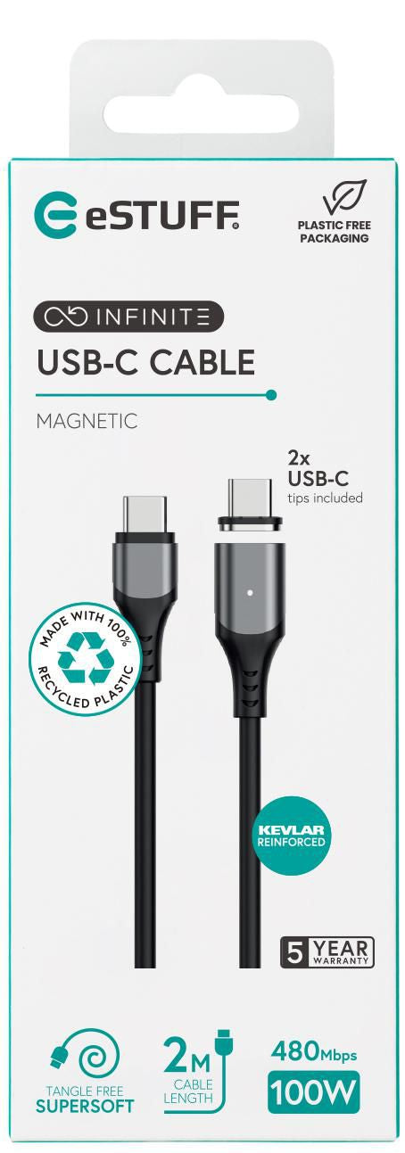 eSTUFF ES604265 USB cable USB 2.0 2 m USB C 100 W Black