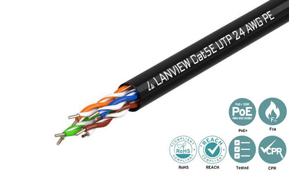 Lanview LVN122149 networking cable Black 305 m Cat5e U/UTP (UTP) Round