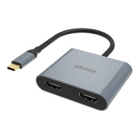 Akasa AK-CBCA26-18BK USB Type-C to Dual HDMI MST Adapter, 4K@60Hz Single Output, 4K@30Hz Dual Output