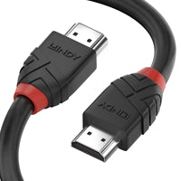 LINDY 36470 Black Line HDMI Cable, HDMI 2.0 (M) to HDMI 2.0 (M), 0.5m, Black & Red, Supports UHD Resolutions up to 4096x2160@60Hz, Triple Shielded Cable, Corrosion Resistant Copper Coated Steel with 30AWG Conductors, Retail Polybag Packaging