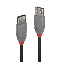 Lindy 36701 0.5m USB-A (M) 2.0 To USB-A (F) 2.0 Anthra Line 480Mbps Extension Cable - Black