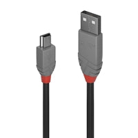 Lindy 36720 0.2m USB-A (M) 2.0 To USB Mini-B (M) 2.0 Anthra Line 480Mbps Cable - Black