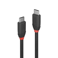 LINDY 36906 Black Line USB Cable, USB 3.2 Type-C (M) to USB 3.2 Type-C (M), 1m, Black & Red, SuperSpeed USB Supports Data Transfer Speeds up to 20Gbps, Robust PVC Housing, Nickel Connectors & Gold Plated Contacts, Retail Polybag Packaging