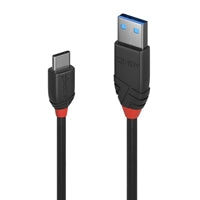 Lindy 36915 0.5m USB-A (M) 3.2 To USB-C (M) 3.2 Black Line 10Gbps Cable - Black