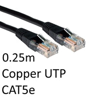 RJ45 (M) to RJ45 (M) CAT5e 0.25m Black OEM Moulded Boot Copper UTP Network Cable