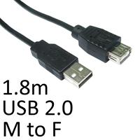 USB 2.0 A (M) to USB 2.0 A (F) 1.8m Black OEM Extension Data Cable