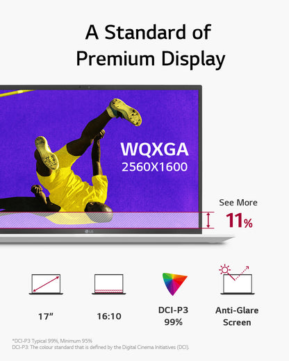 LG Gram 17Z90RU-G.AA58A1 laptop Intel® Core™ i5 i5-1334U 43.2 cm (17") 2.5K 16 GB LPDDR4x-SDRAM 1 TB SSD Wi-Fi 6E (802.11ax) Windows 11 Home Black