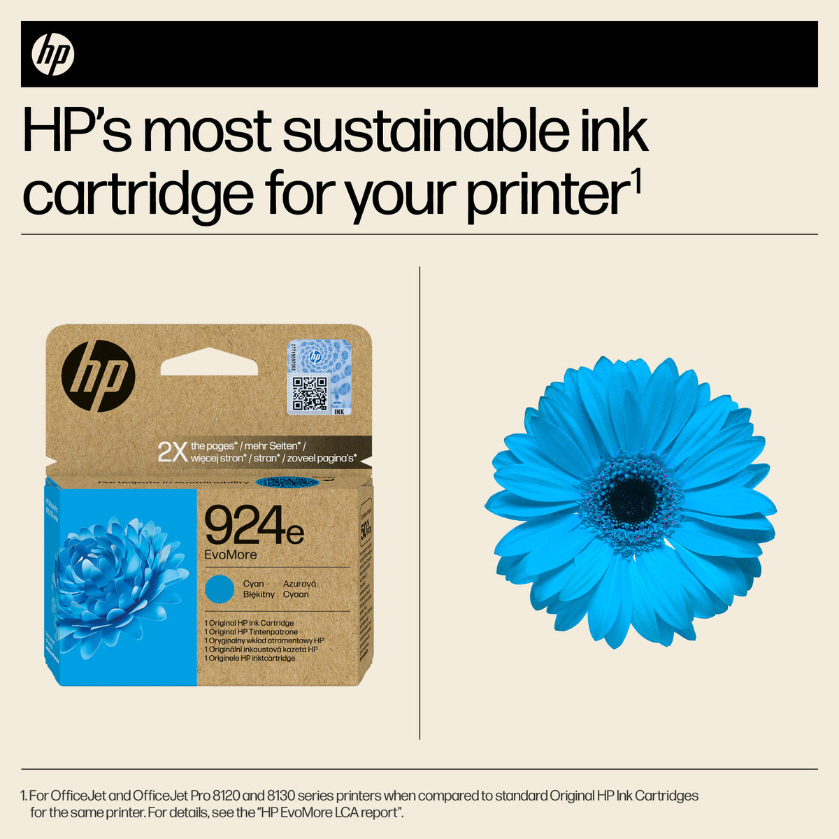 HP 4K0U7NE/924E Ink cartridge cyan EvoMore, 800 pages ISO/IEC 19752 9.5ml for HP OJ Pro 8120/e