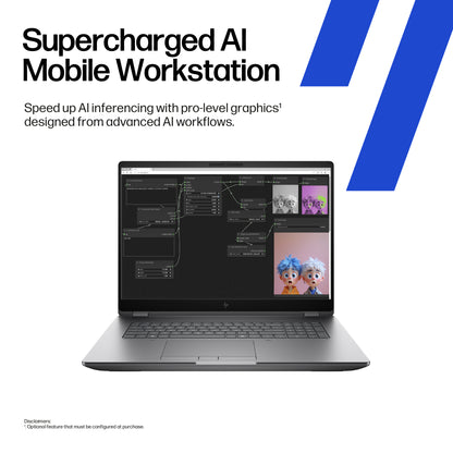 HP ZBook Fury G1i Wolf Pro Security Edition Intel Core Ultra 7 265HX Mobile workstation 40.6 cm (16") WQXGA 64 GB DDR5-SDRAM 1 TB SSD NVIDIA RTX PRO 4000 Blackwell Wi-Fi 7 (802.11be) Windows 11 Pro AI Workstation, AI PC Silver