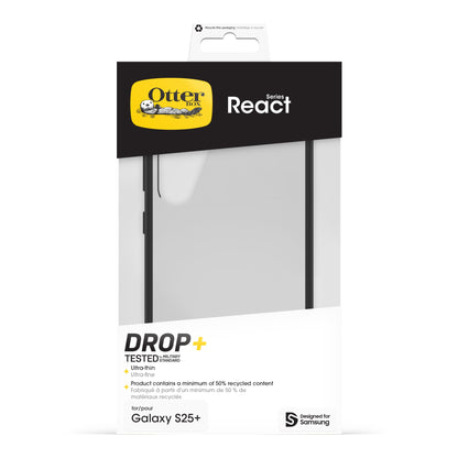 OtterBox React Series for Samsung Galaxy S25+, transparent/black