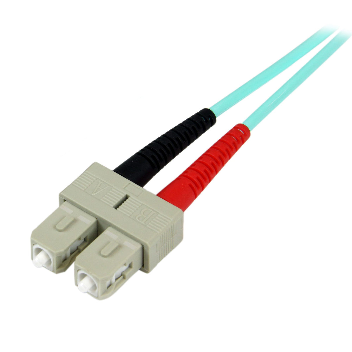 StarTech.com 2m (6ft) LC/UPC to SC/UPC OM3 Multimode Fiber Optic Cable, Full Duplex 50/125µm Zipcord Fiber Cable, 100G, Low Insertion Loss, LSZH Fiber Jumper Cord