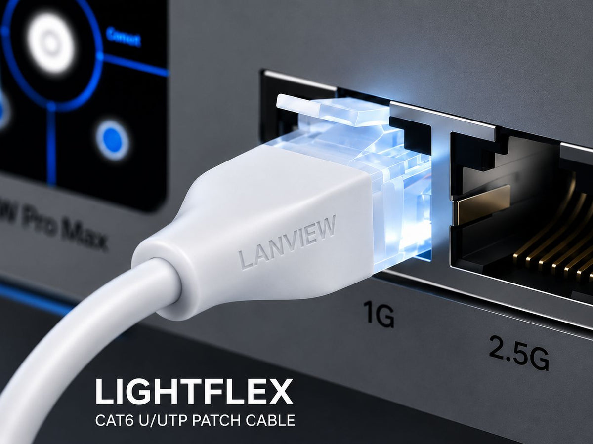 Lanview LightFlex CAT6 U/UTP 1M, White, TPE, Halogenfree networking cable