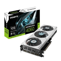 Gigabyte NVIDIA GeForce RTX 4060 EAGLE OC ICE 8G Graphics Card, 8GB GDDR6, 3072 CUDA Cores, 2505 MHz Core Clock, Triple Fan, White, 2x DisplayPorts / 2x HDMI Ports