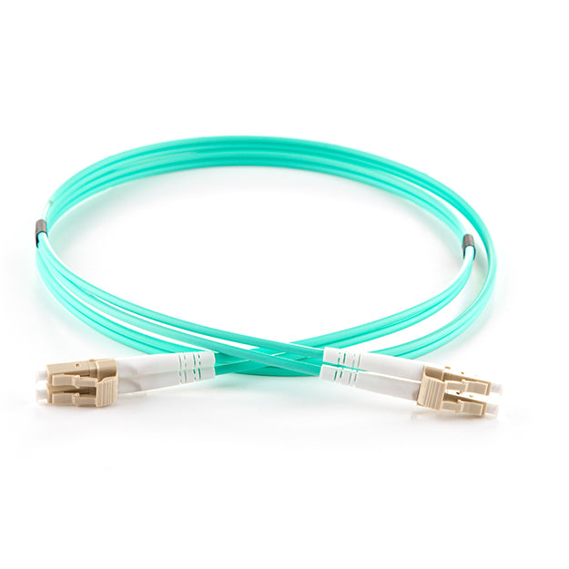 connektgear 2m Duplex Fibre Optic Multi-Mode Cable OM3 50/125 Micron LC to LC - Aqua
