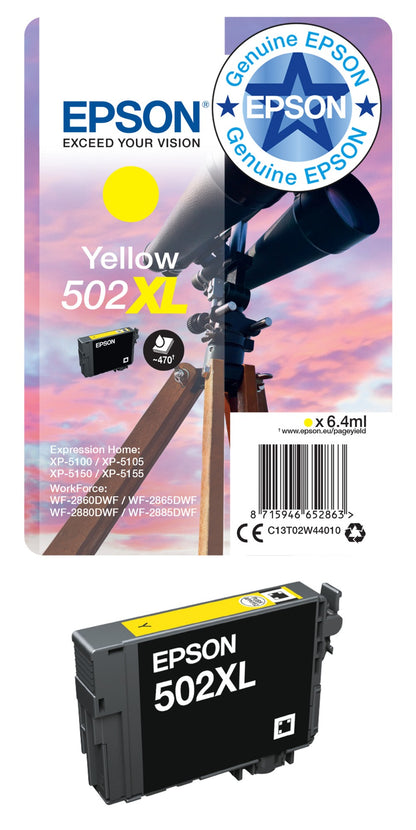 Epson C13T02W64010/502XL Ink cartridge multi pack Bk,C,M,Y high-capacity 28.4ml 9,2ml + 3x6,4ml Pack=4 for Epson XP-5100