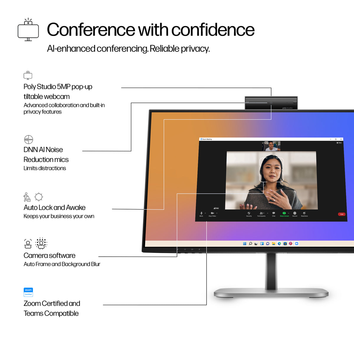 HP Series 5 Pro 23.8 inch FHD USB-C Conferencing Monitor - 524pm PVC Free