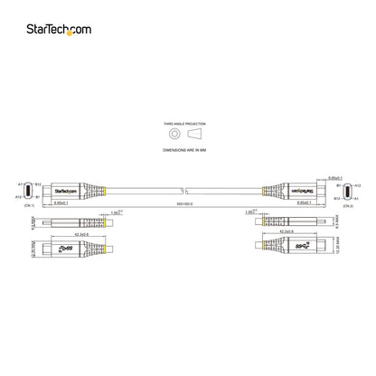 StarTech.com 1.6ft (50cm) USB-C Cable, USB 10Gbps, 100W (5A) Power Delivery, 8K 60Hz / 4K 144Hz DP Alt Mode, Thunderbolt Compatible