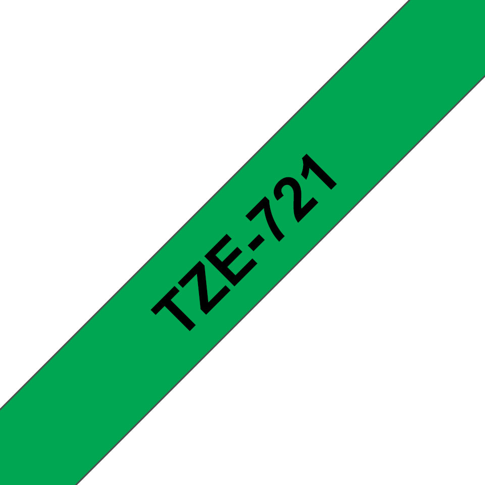 Brother TZE-721 DirectLabel black on green Laminat 9mm x 8m for Brother P-Touch TZ 3.5-18mm/6-12mm/6-18mm/6-24mm/6-36mm