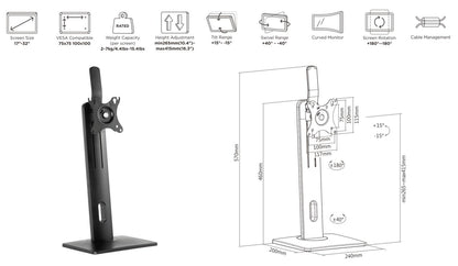 eSTUFF GLB226004 monitor mount / stand 81.3 cm (32") Desk Black