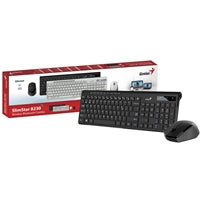 Genius SlimStar 8230 Bluetooth 5.3 and 2.4GHz Wireless Keyboard and Mouse Set, 12 Multimedia Function Keys, Full Size UK Layout, Optical Sensor Mouse, 1200dpi, Connect up to 3 devices simultaneously