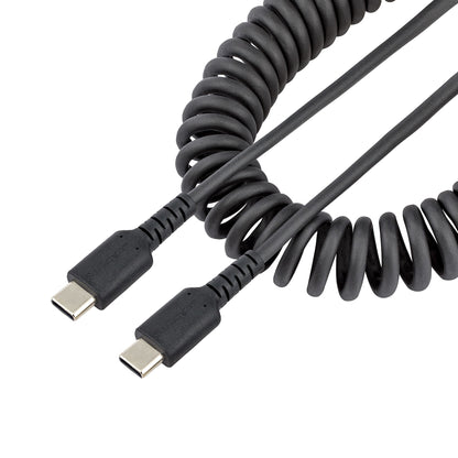 StarTech.com 1.6ft (50cm) USB-C Fast Charging Cable, Rugged, Coiled, Charge & Sync, 3A, USB 2.0, TPE Jacket and Aramid Fiber - USB C Charging Cord