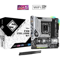 ASRock B760M Steel Legend WiFi Intel 1700 Socket Motherboard, Micro-ATX, 4x DDR5 Slots, 4x M.2 Sockets, 2x USB-C Port, Fitted I/O Shield, 2.5GbE LAN, Wi-Fi 6E, 1x DisplayPort / 1x HDMI Port