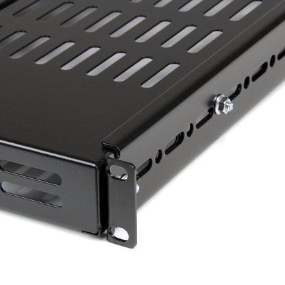 StarTech.com 1U Adjustable Vented Server Rack Mount Shelf - 175lbs - 19.5 to 38in Adjustable Mounting Depth Universal Tray for 19" AV/ Network Equipment Rack - 27.5in Deep - TAA