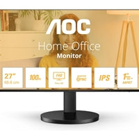 AOC 27B3HA2 27 Inch IPS Monitor,  Widescreen, Full HD, VGA, HDMI, 1ms, 100Hz, Internal PSU, Speakers, VESA, Black