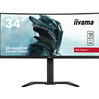 iiyama G-Master GB3467WQSU Red Eagle 34 Inch QHD Curved Gaming Monitor, VA, 0.4ms, 165Hz, Freesync, 3440x1440 - UWQHD, HDMI, Displayport, USB Hub, Speakers, Int PSU, Height Adjust, VESA