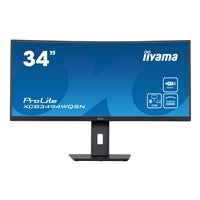 iiyama Prolite XCB3494WQSN-B5 34 inch Curved Monitor, USB-C Dock, RJ45 (LAN), KVM Switch, UWQHD, 0.4ms, HDMI, DisplayPort, USB-Hub, USB-C, 120Hz, Speakers, Black, Internal PSU, VESA, Height Adjust, Pivot